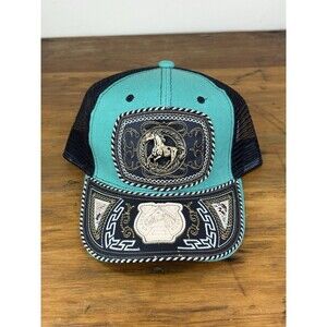 K&D Western Raised Metallic Emblem Embroidered Horse Motif Trucker Cap SnapBack